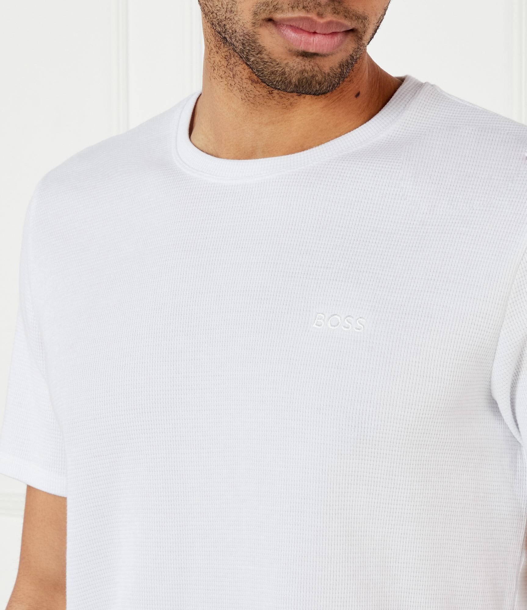 Boss T Shirt Waffle T Shirt White Branco_shot2