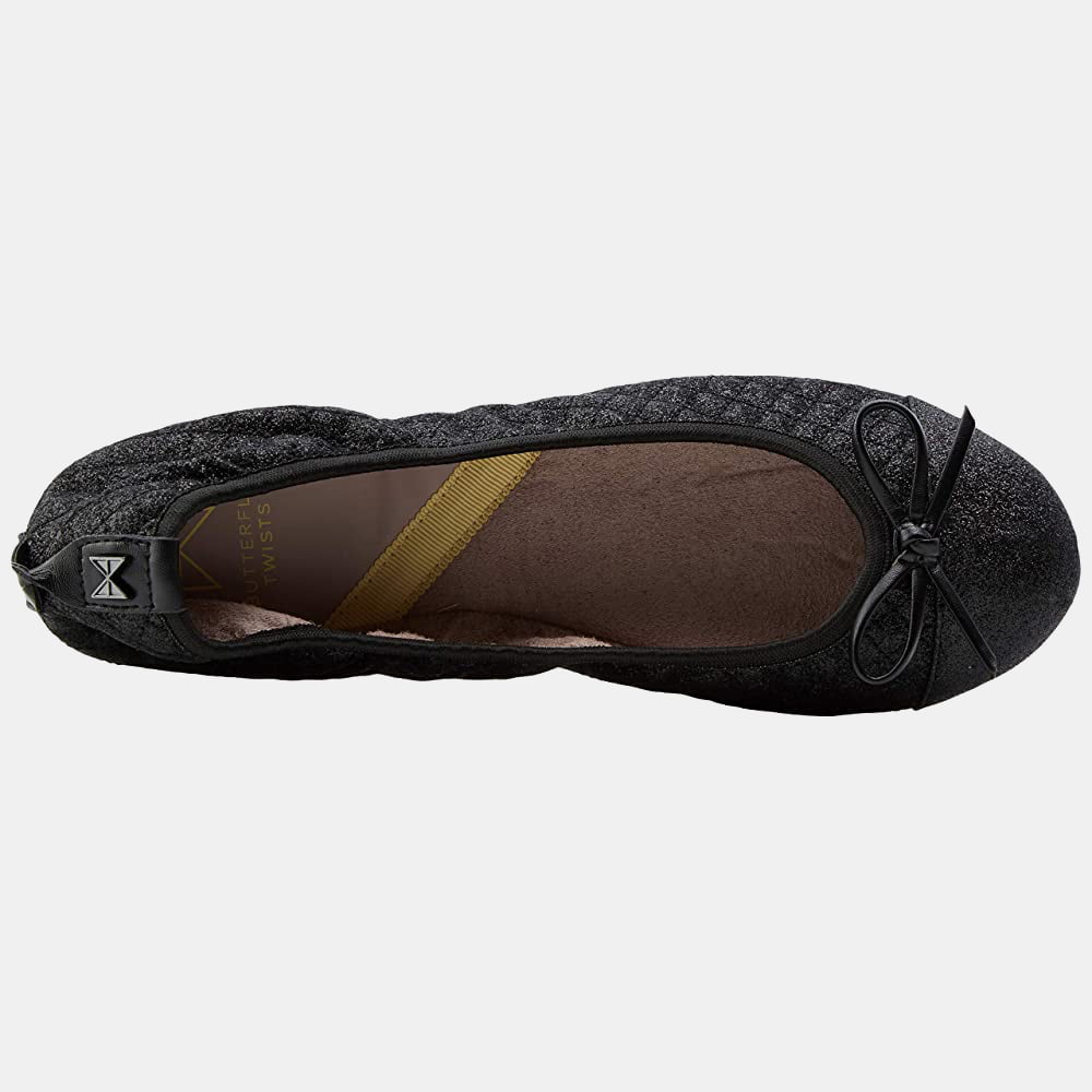 Butterfly Twists Sabrinas Ballet Flats Olivia Black Glit Preto Glitter Shot9