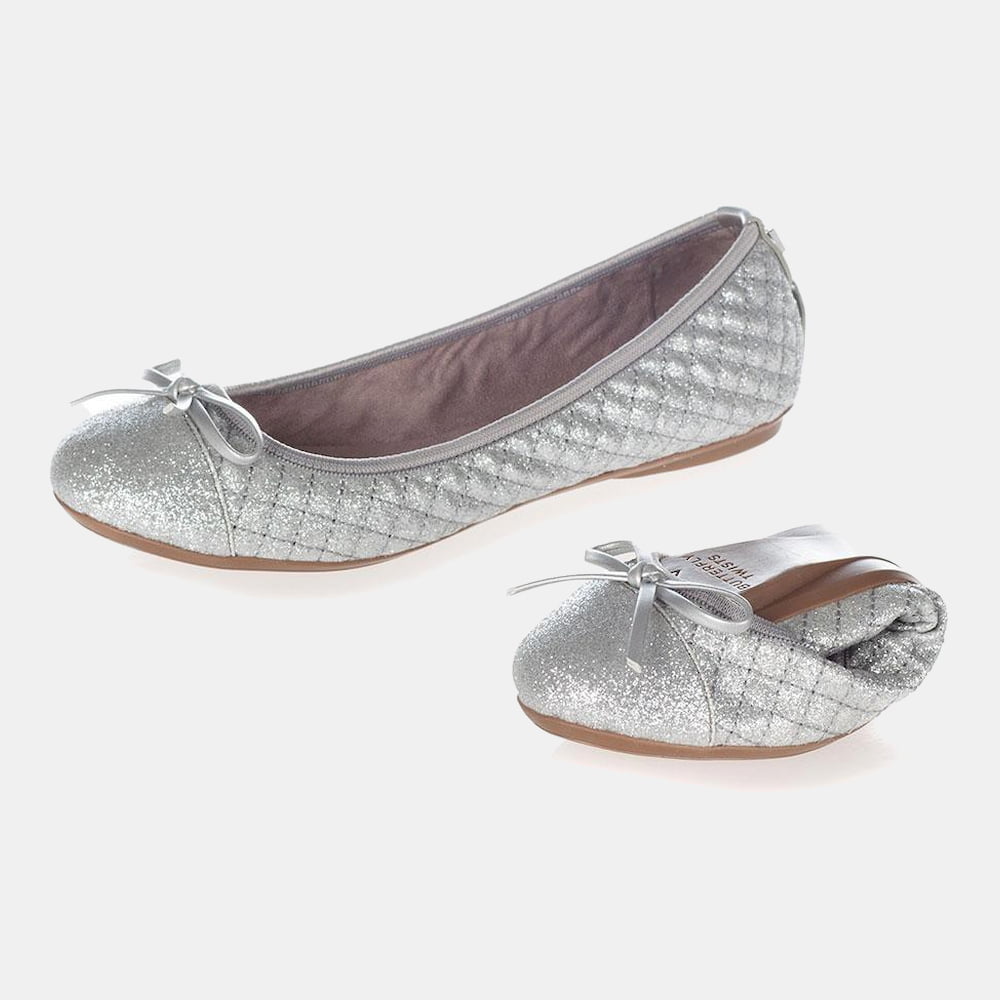 Butterfly Twists Sabrinas Ballet Flats Olivia Silver Gli Prateado Glitter Shot4