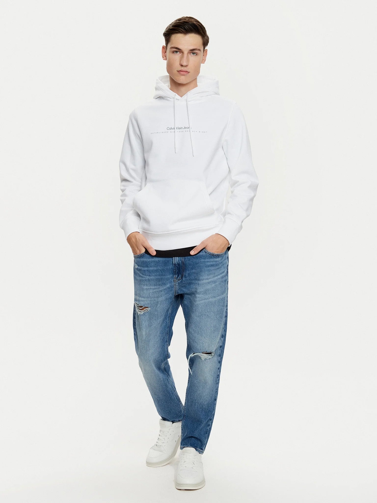 Calvin Klein Camisola Hoodie J30j327076 White Branco_shot1