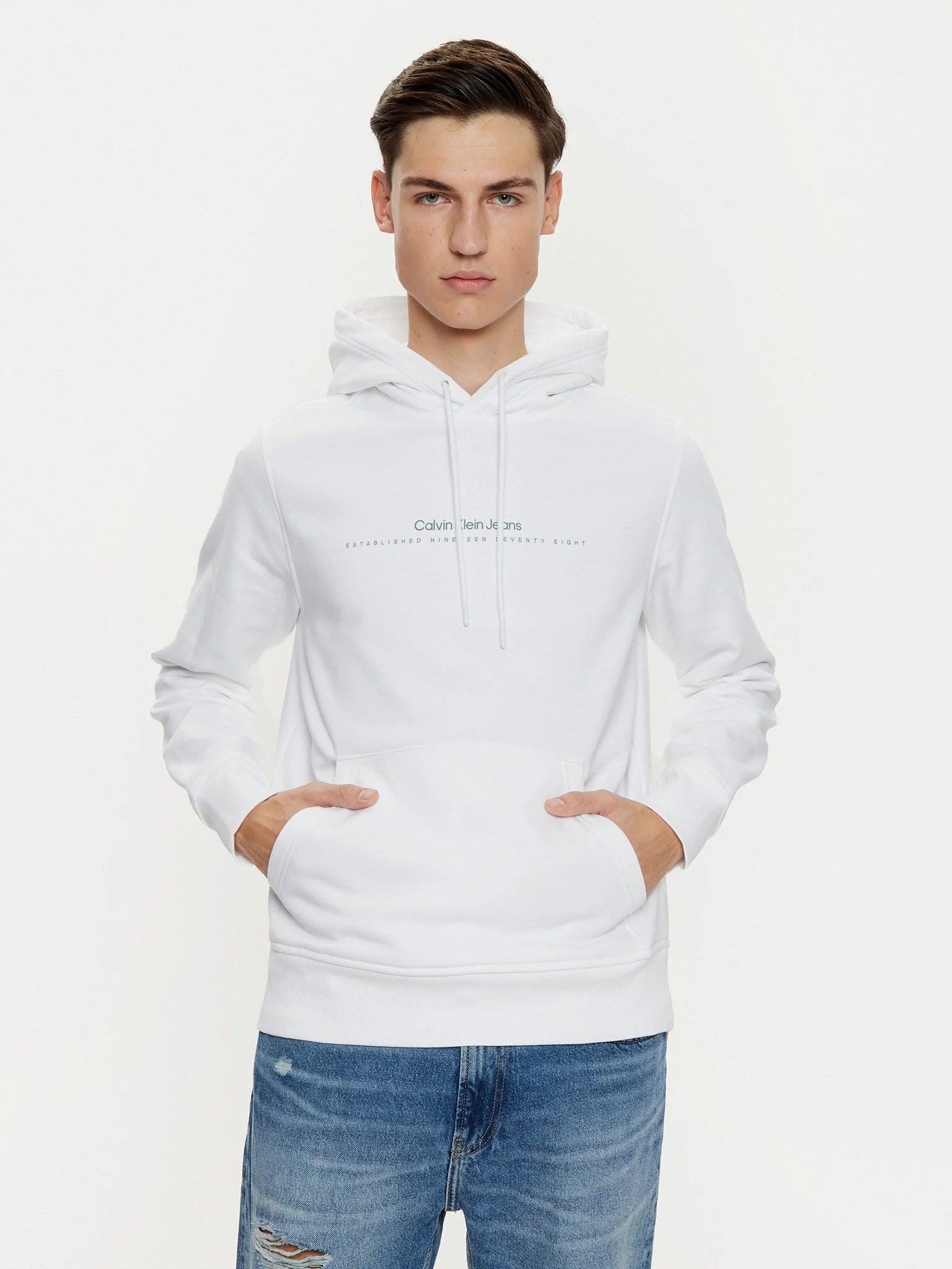 Calvin Klein Camisola Hoodie J30j327076 White Branco_shot2