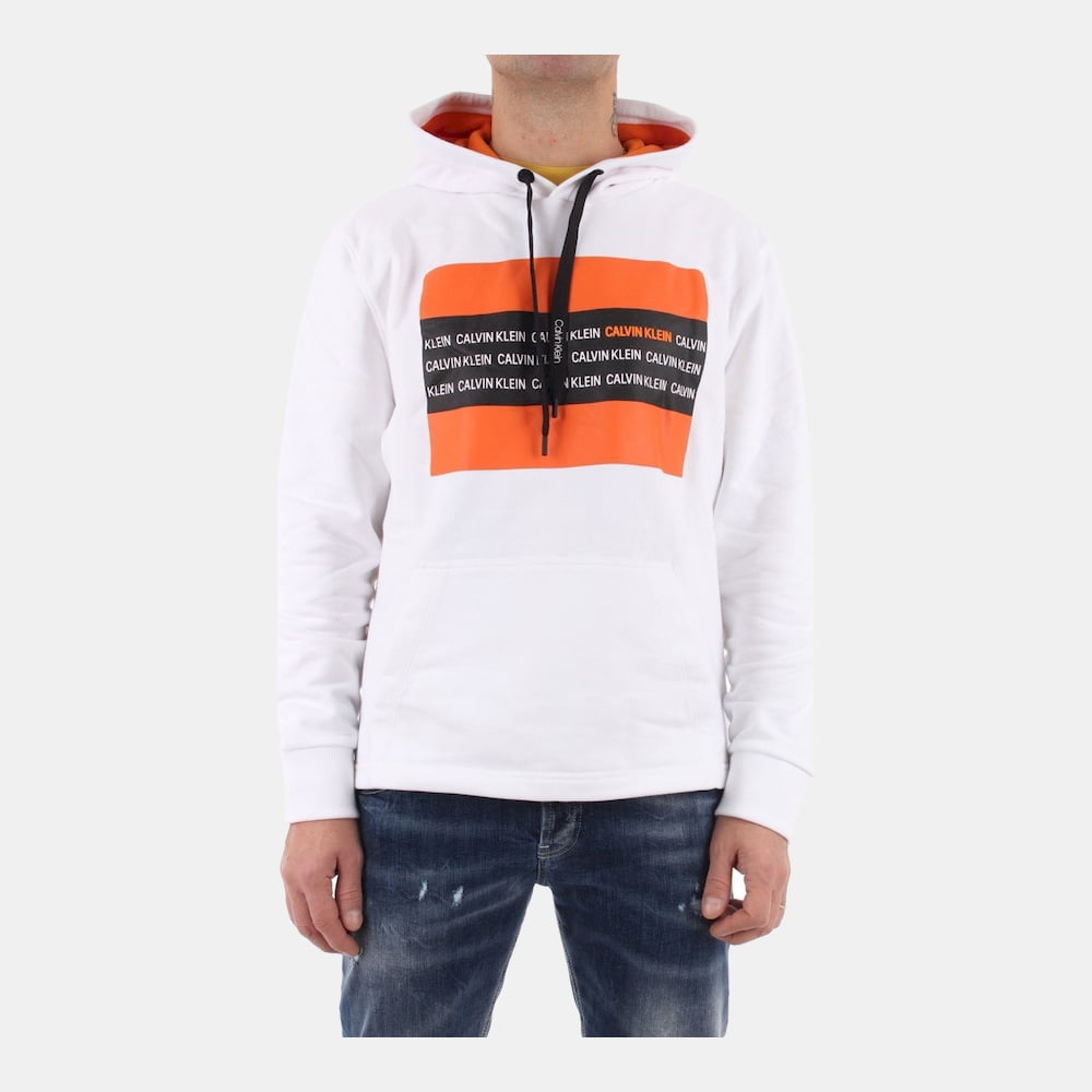 Calvin Klein Camisola Hoodie K10k106367 White Oran Branco Laranja Shot2