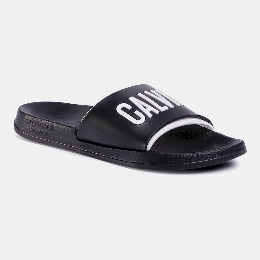 Calvin Klein Chinelos Slippers K9uk014044 Blk White Preto Branco Shot2