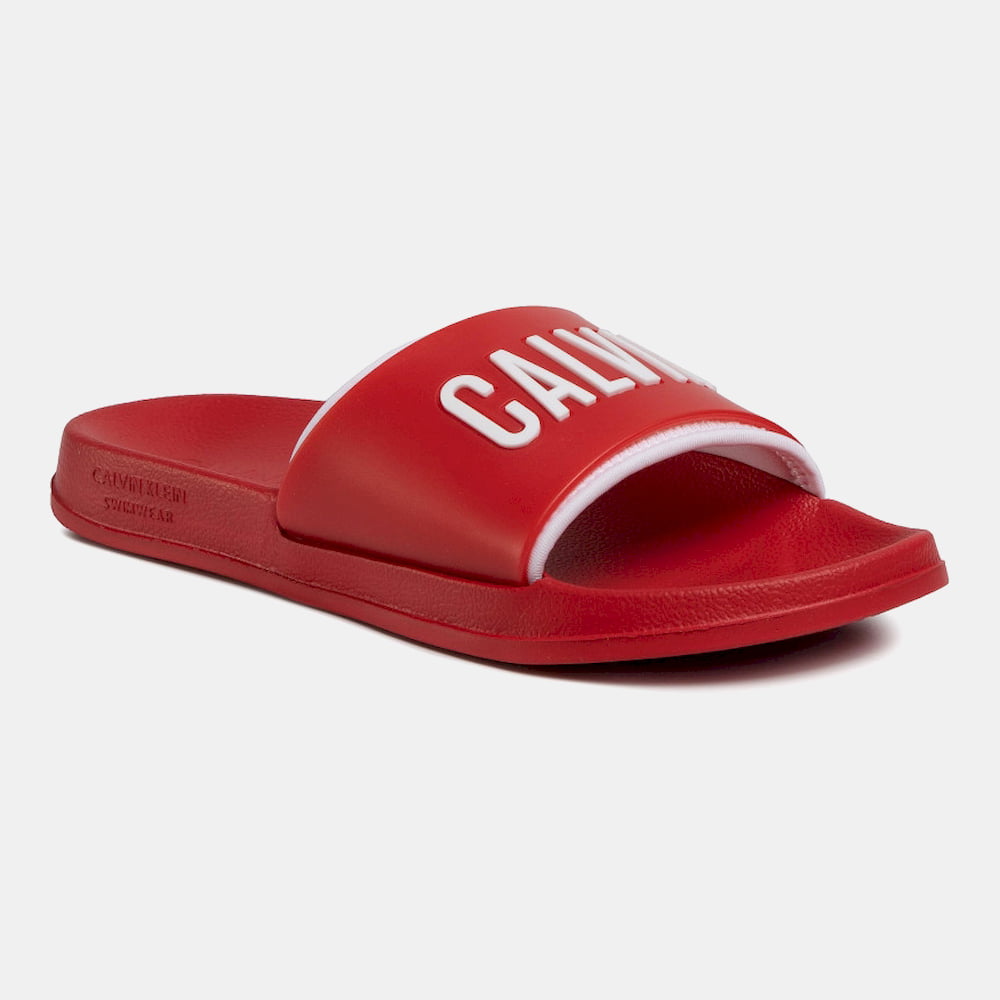 Calvin Klein Chinelos Slippers K9uk014044 Red White Vermelho Branco Shot2