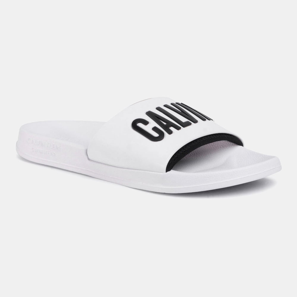 Calvin Klein Chinelos Slippers K9uk014044 Whi Black Branco Preto Shot2