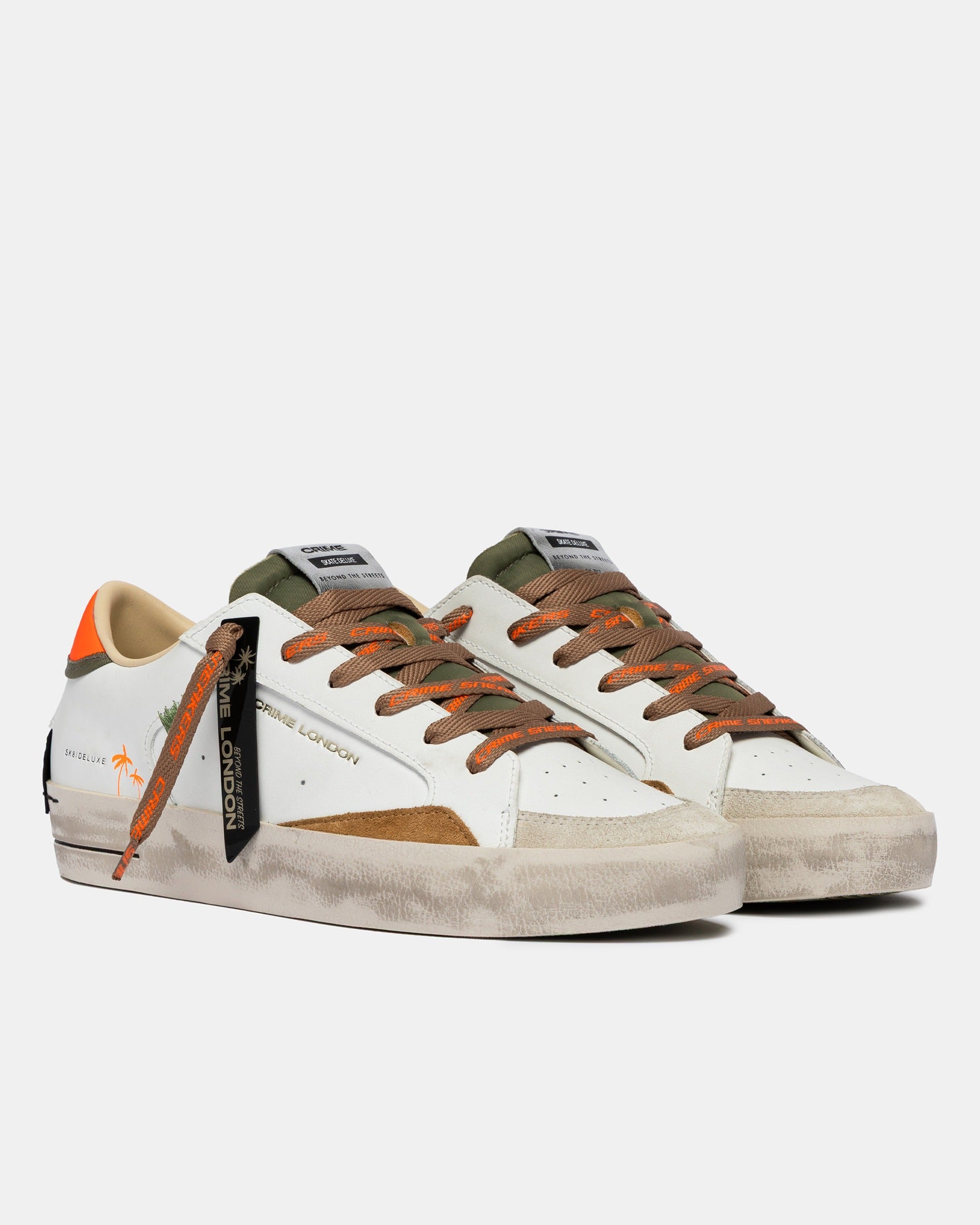 Crime London Sapatilhas Sneakers Shoes 19101pp8 White Oran Branco Laranja_shot2