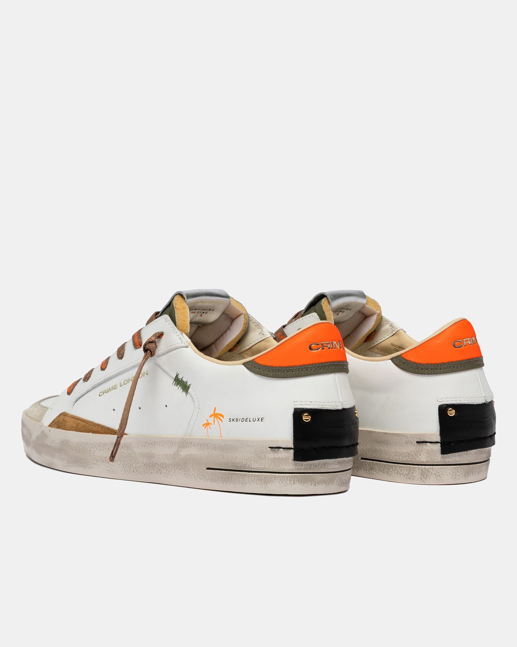 Crime London Sapatilhas Sneakers Shoes 19101pp8 White Oran Branco Laranja_shot3