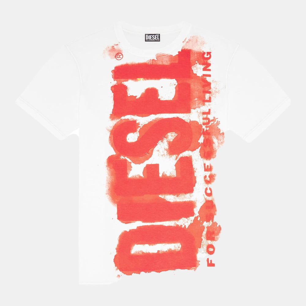 Diesel T Shirt A06483 0asub White Red Branco Vermelho Shot8