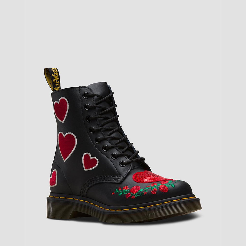 Dr.martens Botas Boots 1460 Hearts Black Red Preto Vermelho Shot1