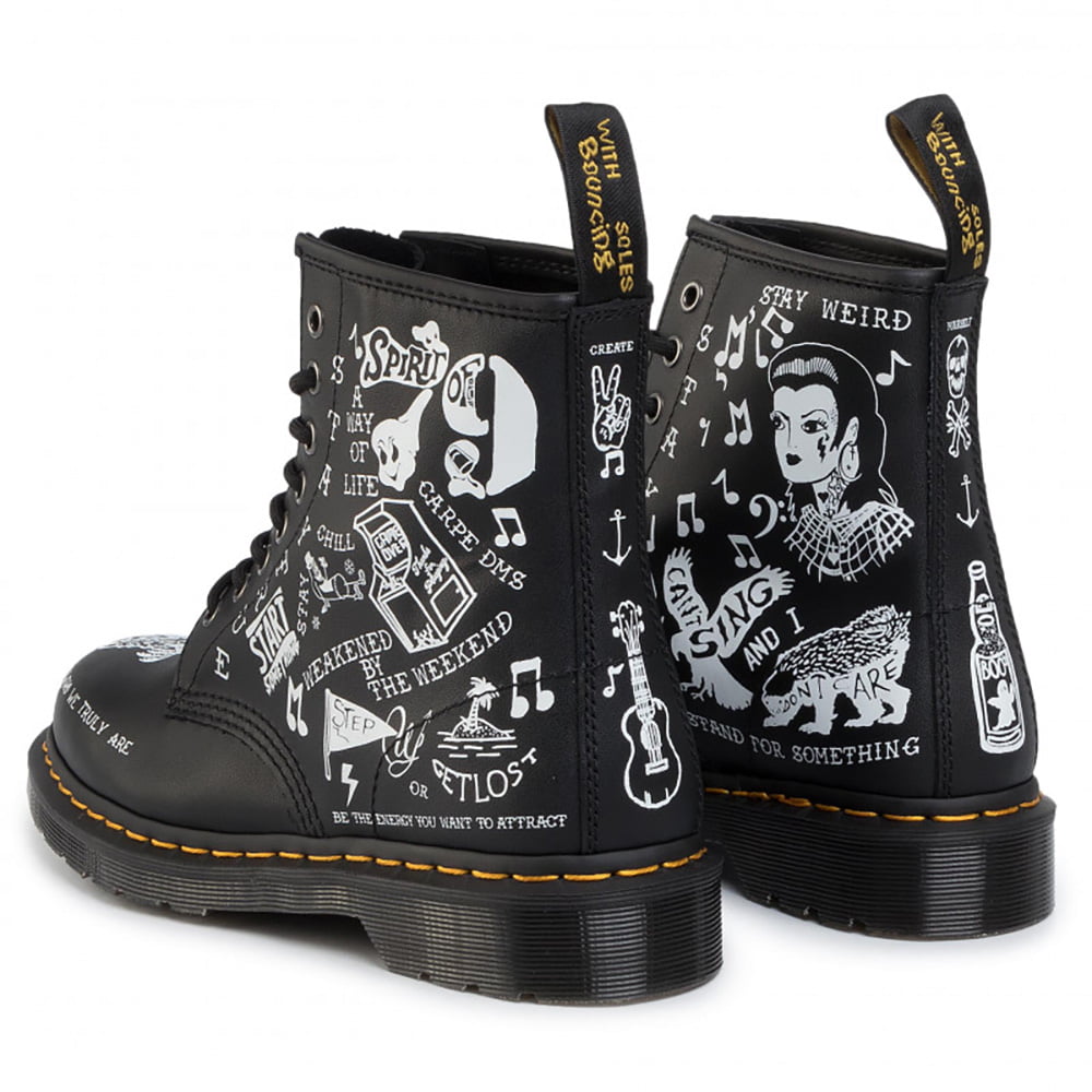 Dr.martens Botas Boots 1460 Scribble Blk White Preto Branco Shot3
