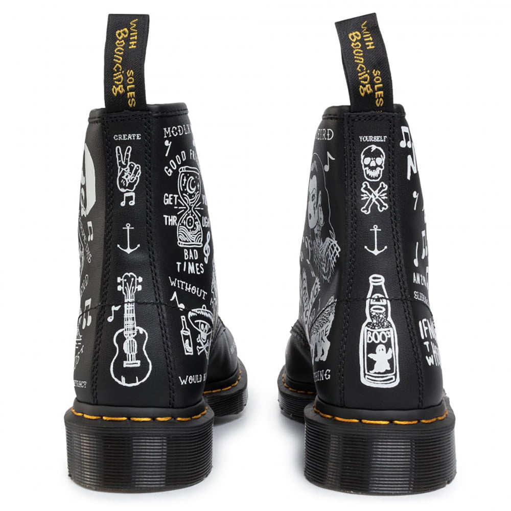 Dr.martens Botas Boots 1460 Scribble Blk White Preto Branco Shot4