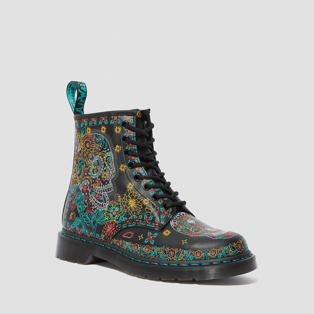 Dr.martens Botas Boots 1460 Skull Blk Multi Preto Multicolor Shot1