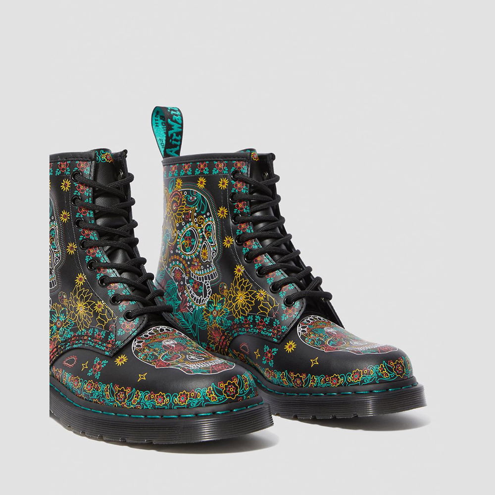 Dr.martens Botas Boots 1460 Skull Blk Multi Preto Multicolor Shot3