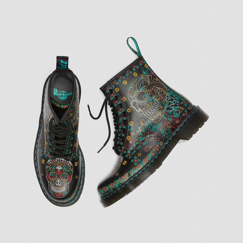 Dr.martens Botas Boots 1460 Skull Blk Multi Preto Multicolor Shot8