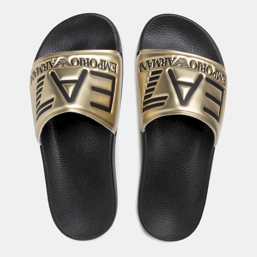 Emporio Armani Chinelos Slippers P001 Xcc22 Blk Gold Preto Ouro Shot6