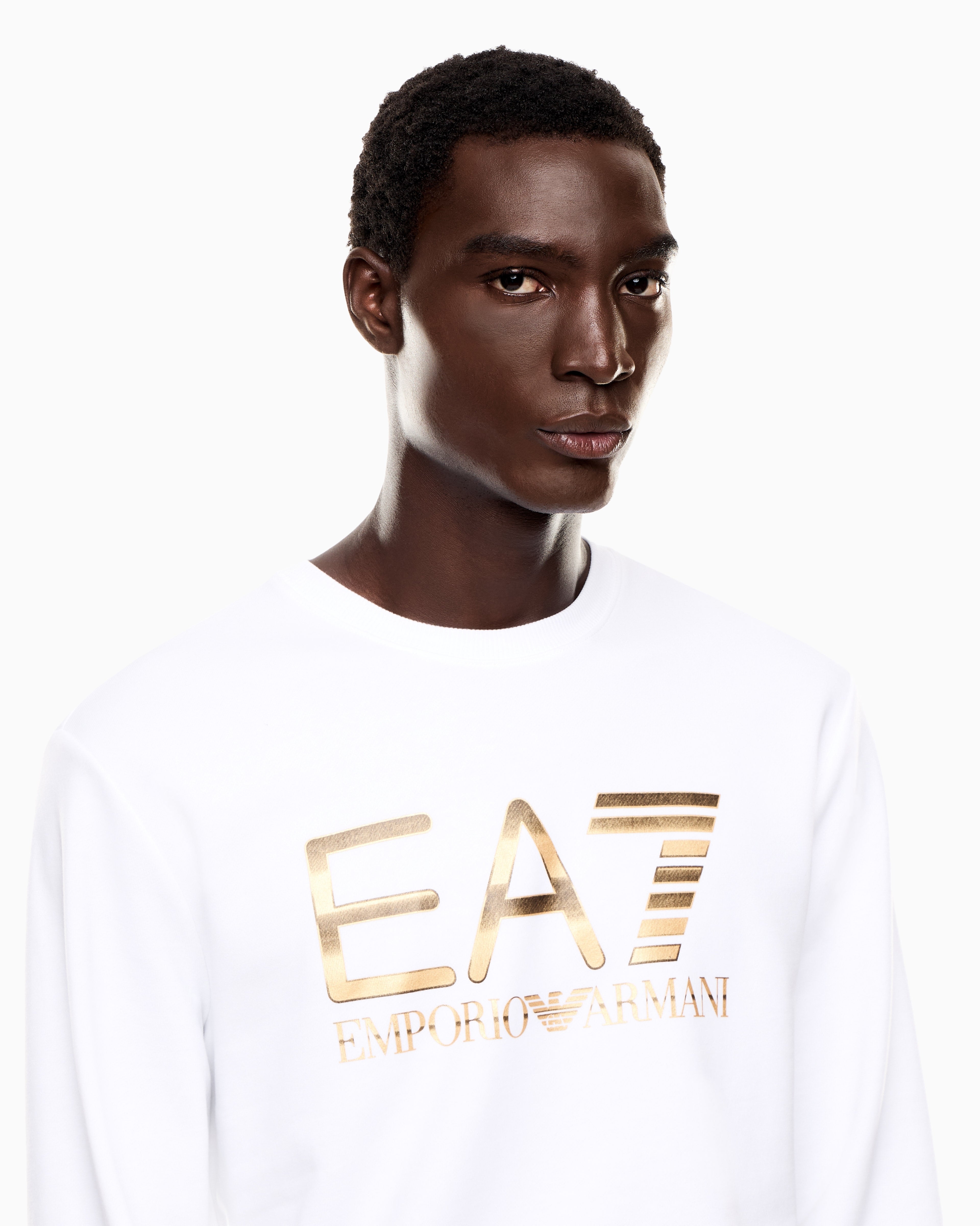 Emporio Armani Ea7 Camisola Sweat 7m001191 Af17787 Whi Gold Branco Dourado_shot1