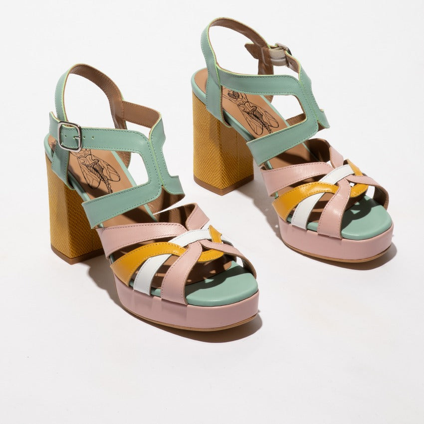 Fly London Sandalias Sandals Yetir455 Pink Yell Rosa Amarelo_shot2