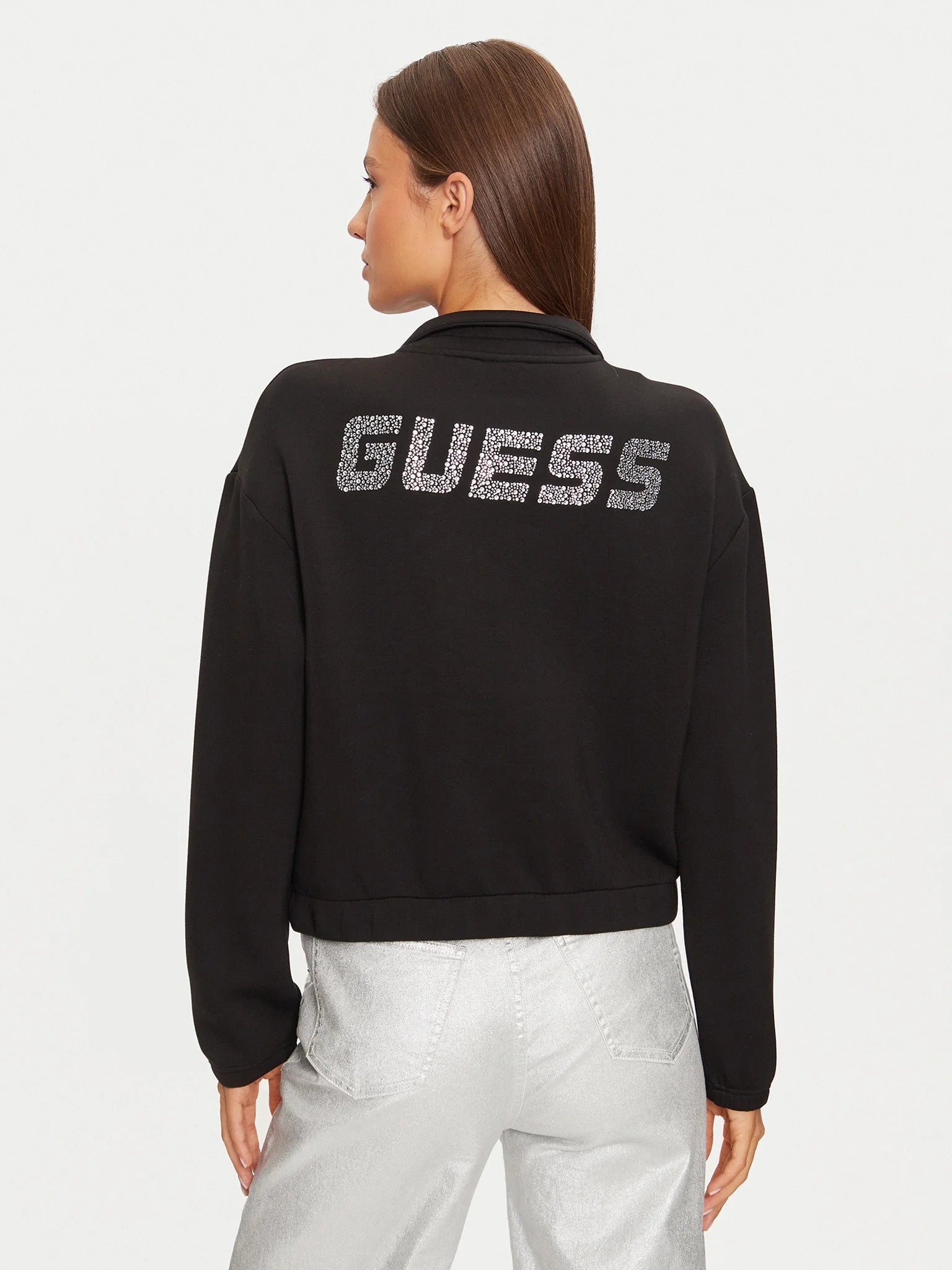 Guess Casaco Training Sweat Training V4bq14 K7uw2 Black Preto_shot3