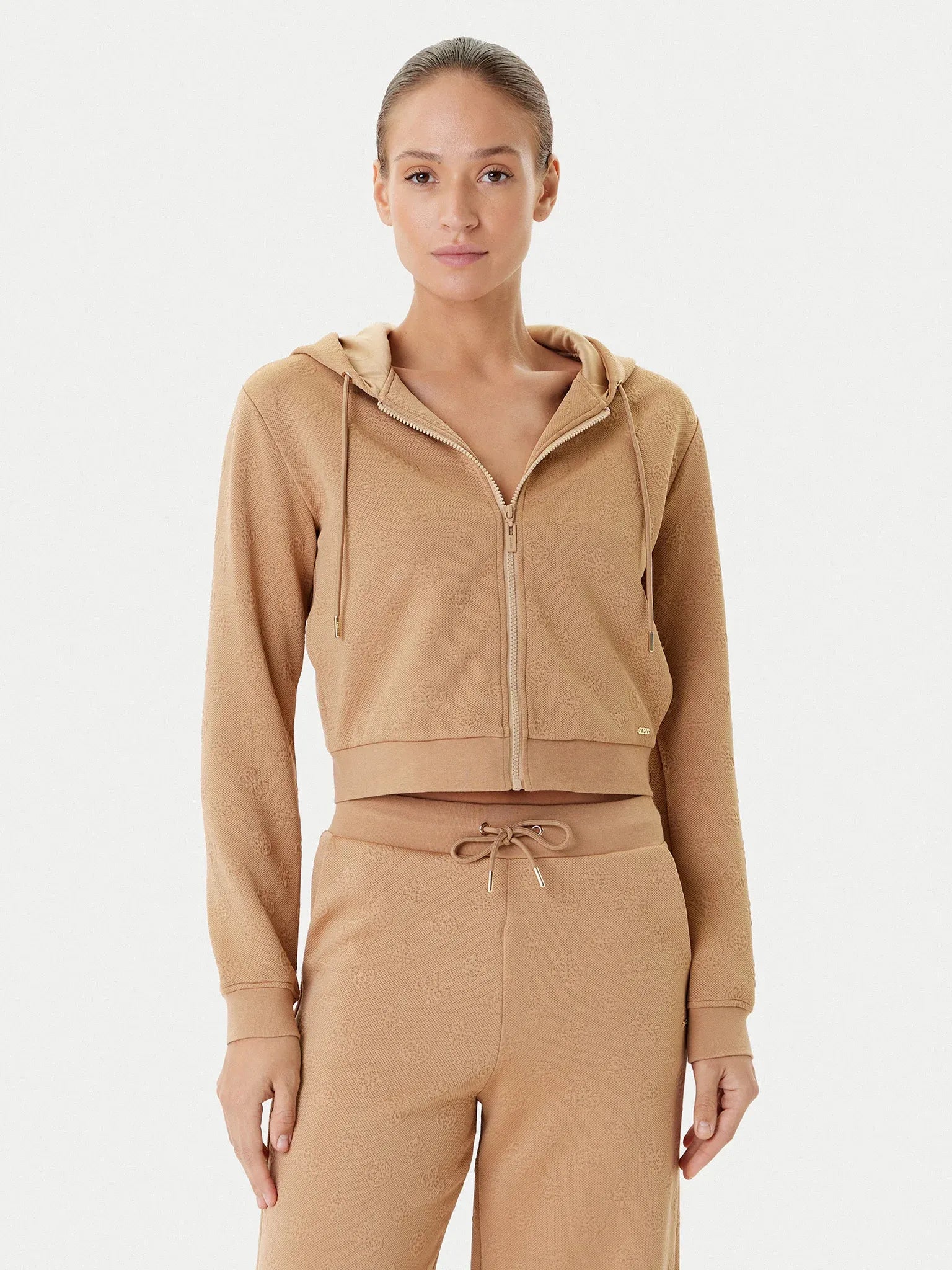 Guess Casaco Training Sweat Training V5yq06 Kbsl2 Sand Sand_shot1