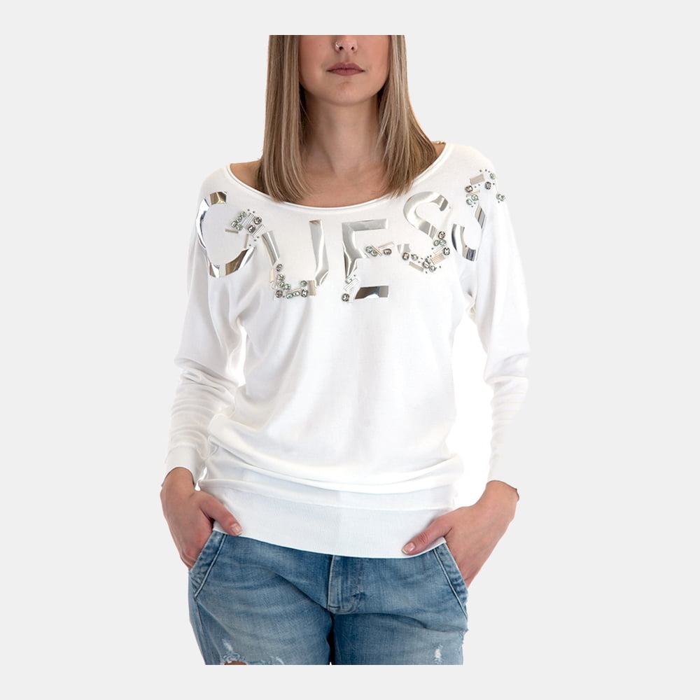 Guess Malha Sweater W1rr14z2nq0 White Branco Shot2