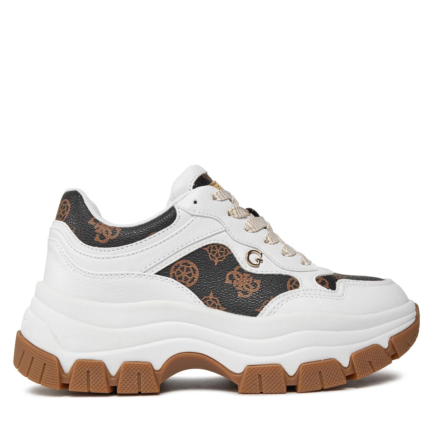 Guess Sapatilhas Sneakers Shoes Flpbr3 Whi Brown Branco Castanho_shot1