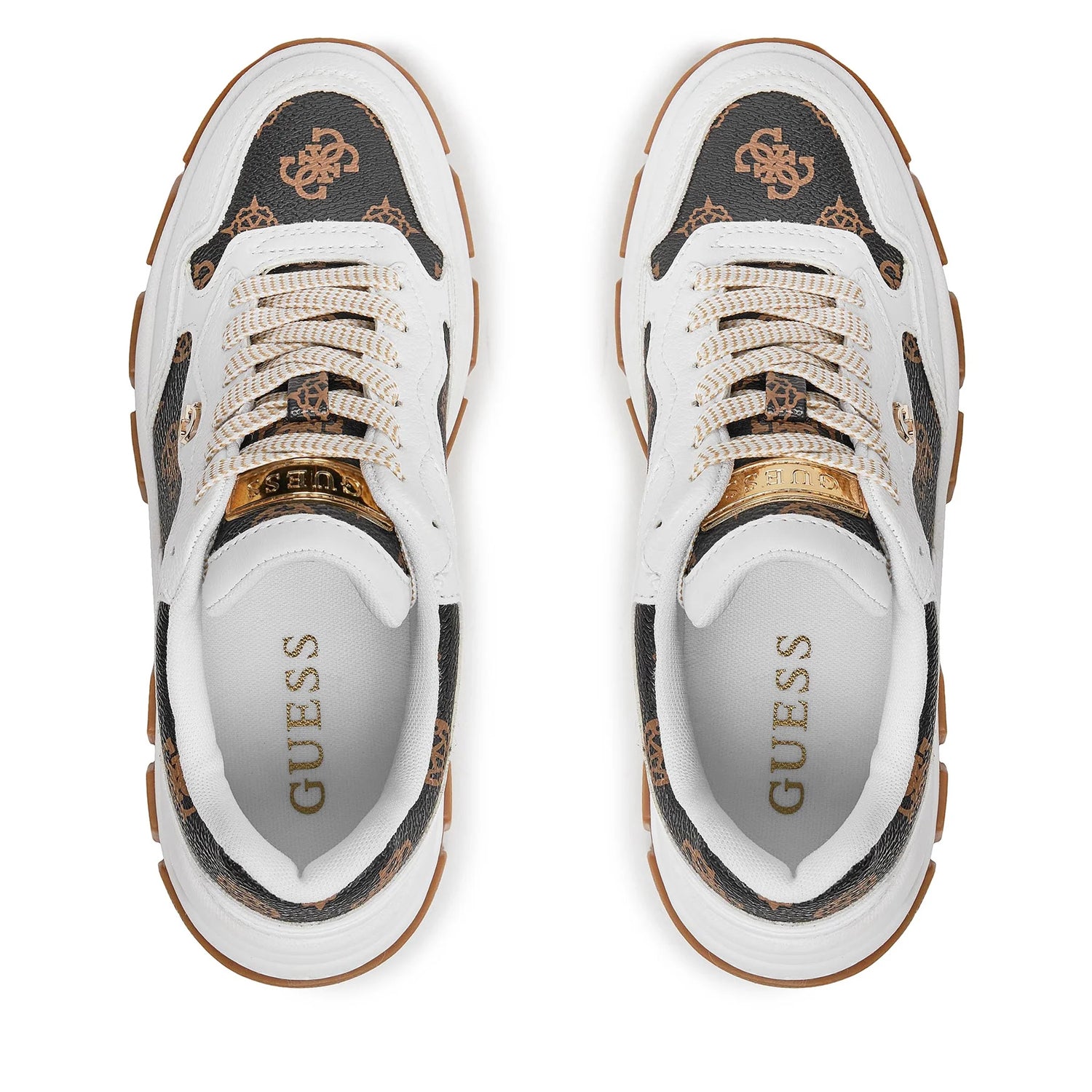 Guess Sapatilhas Sneakers Shoes Flpbr3 Whi Brown Branco Castanho_shot4