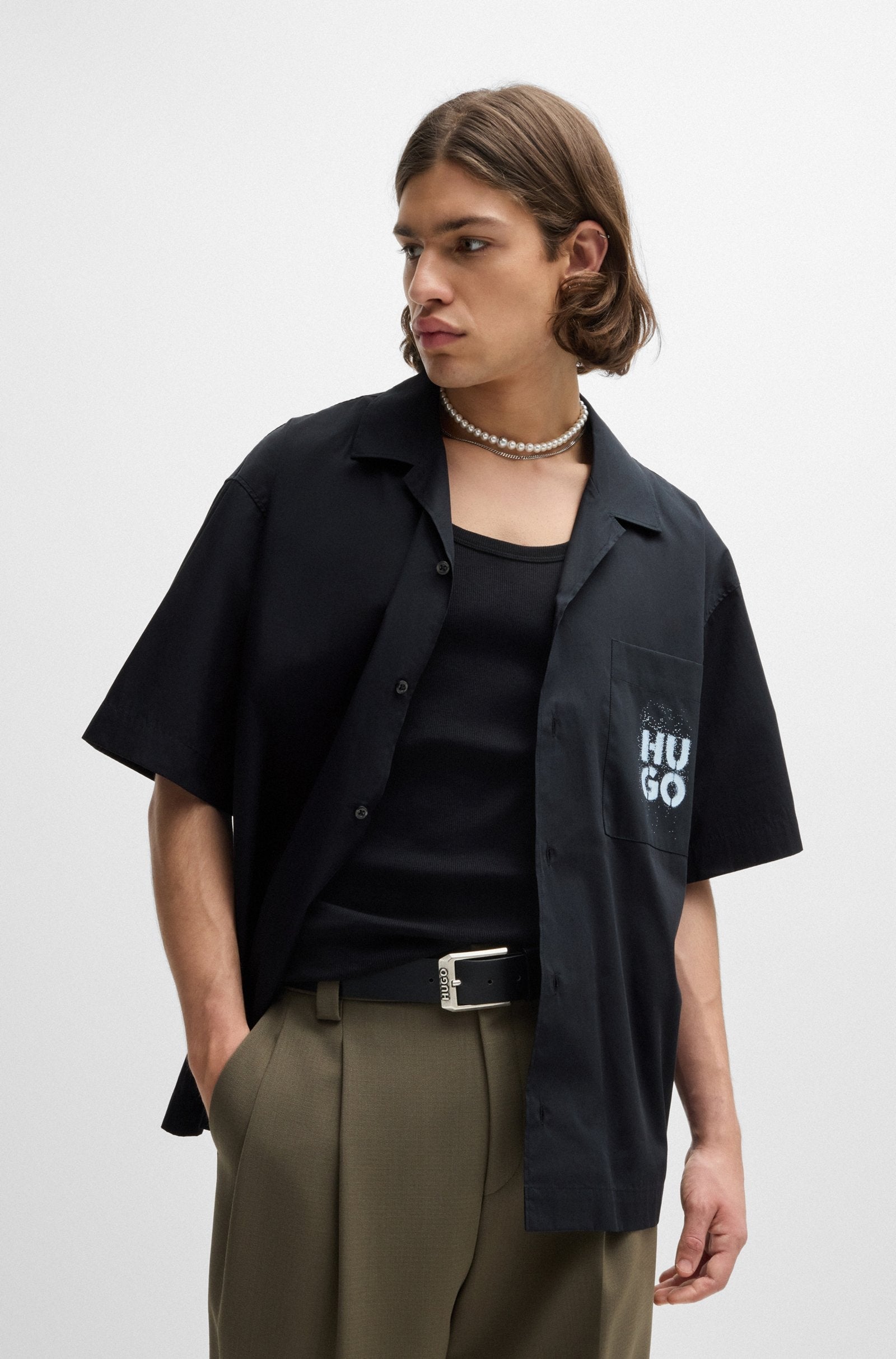 Hugo Camisa Shirt Egeeno 5052009 Black Preto_shot4