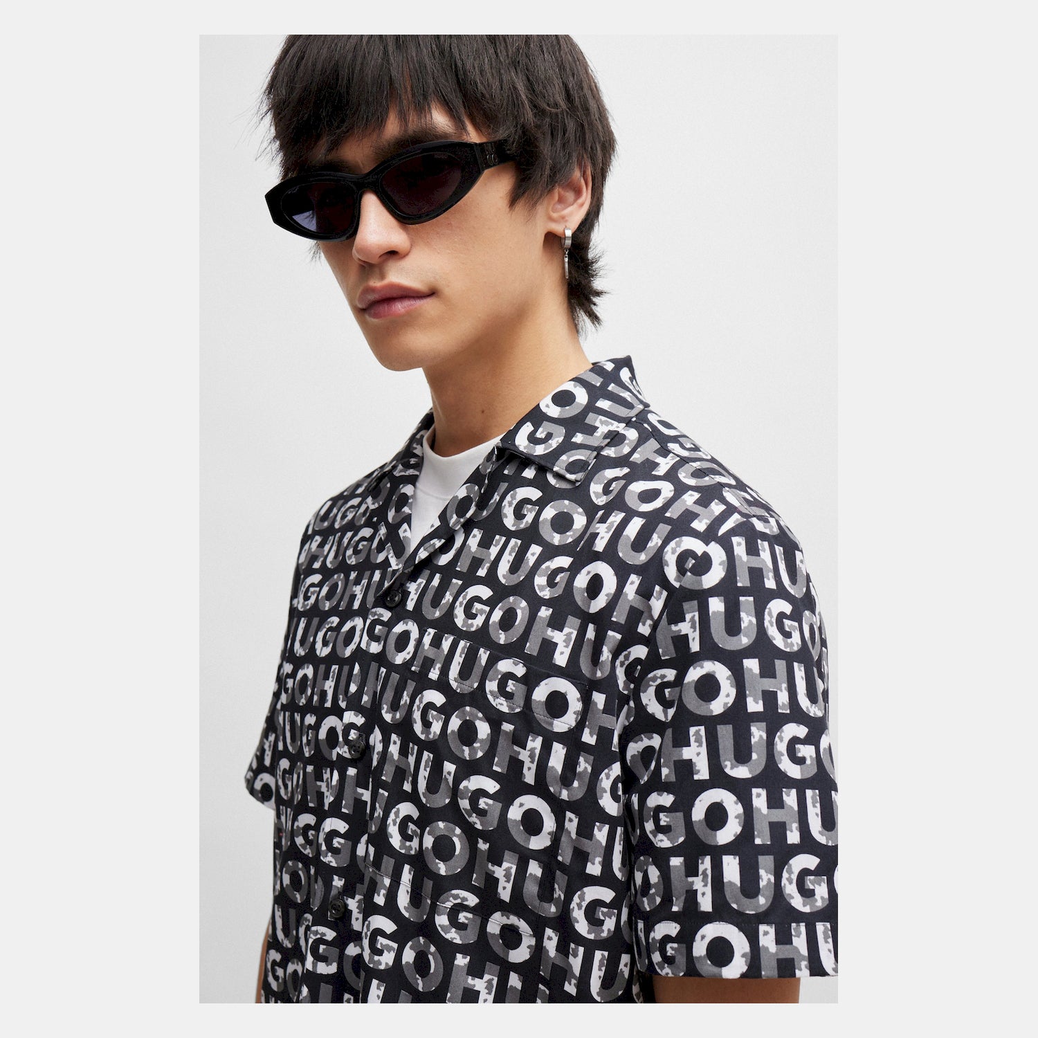 Hugo Camisa Shirt Ellino 5051414 Black.logo Preto_shot2