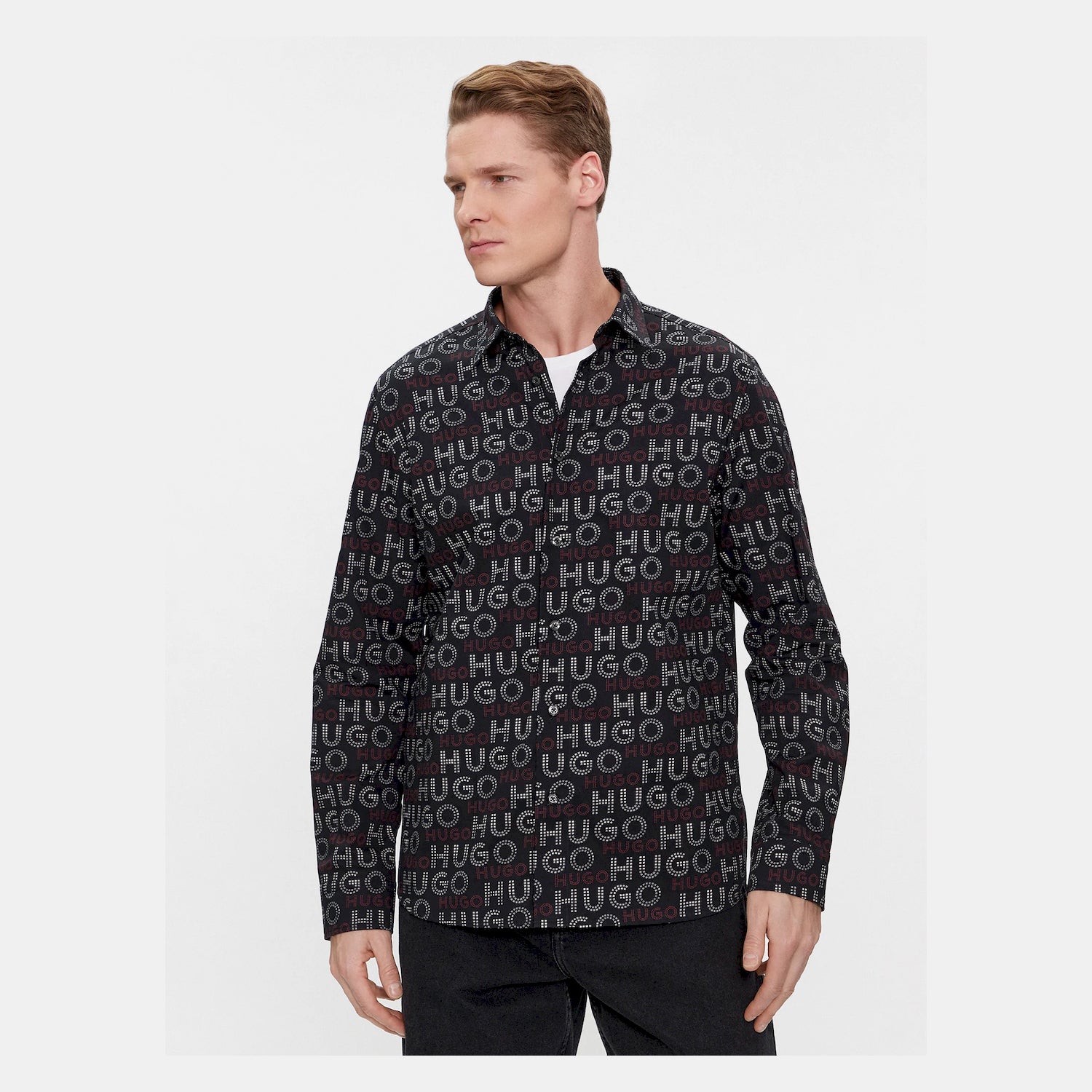 Hugo Camisa Shirt Emero 50508663 Black Preto_shot4