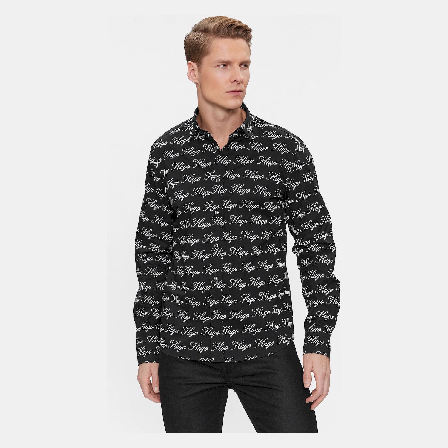 Hugo Camisa Shirt Emero Black Preto_shot3