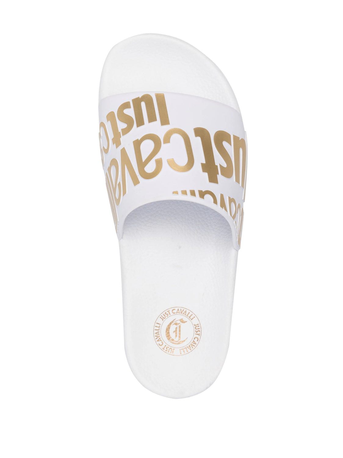 Chinelos Just Cavalli Branco E Dourado