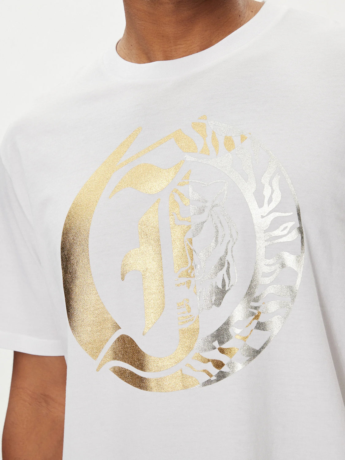 Just Cavalli T Shirt 76oahg05 Whi Gold Branco Dourado_shot3