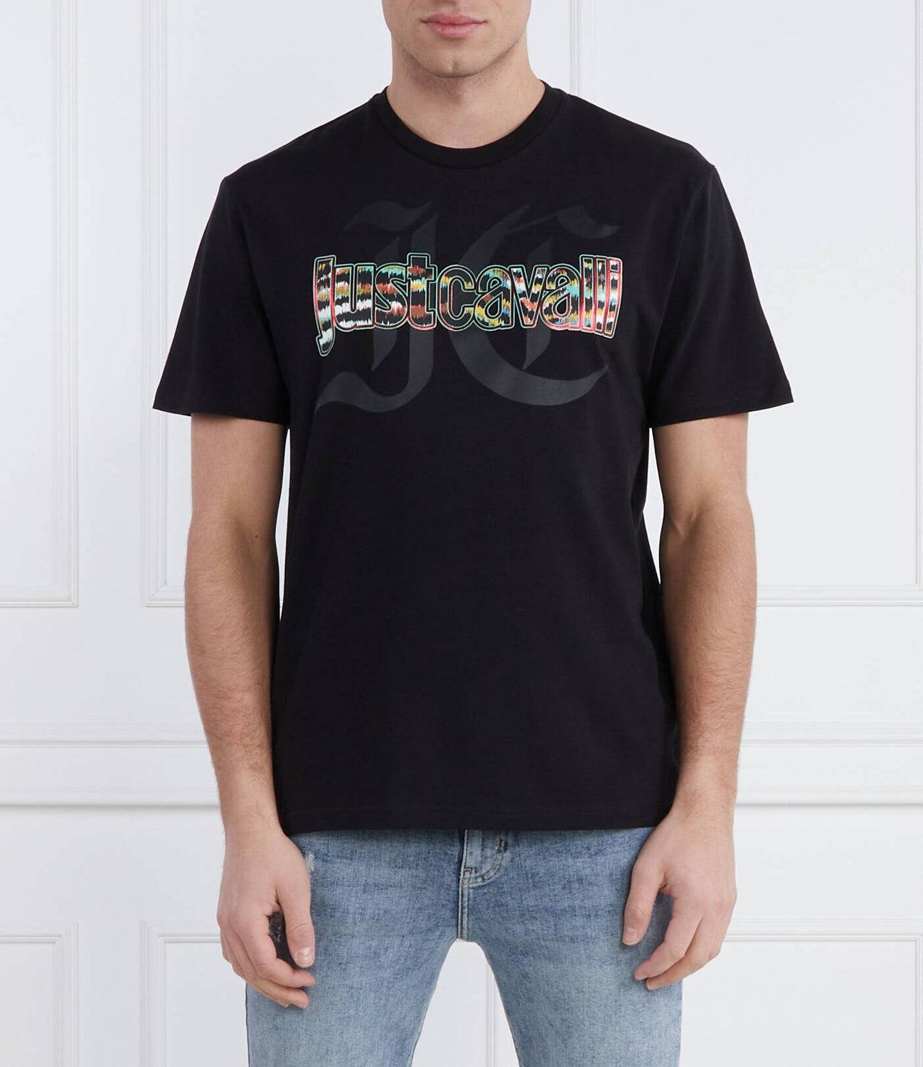 Just Cavalli T Shirt 76oahg12 Blk Multi Preto Multicolor_shot1