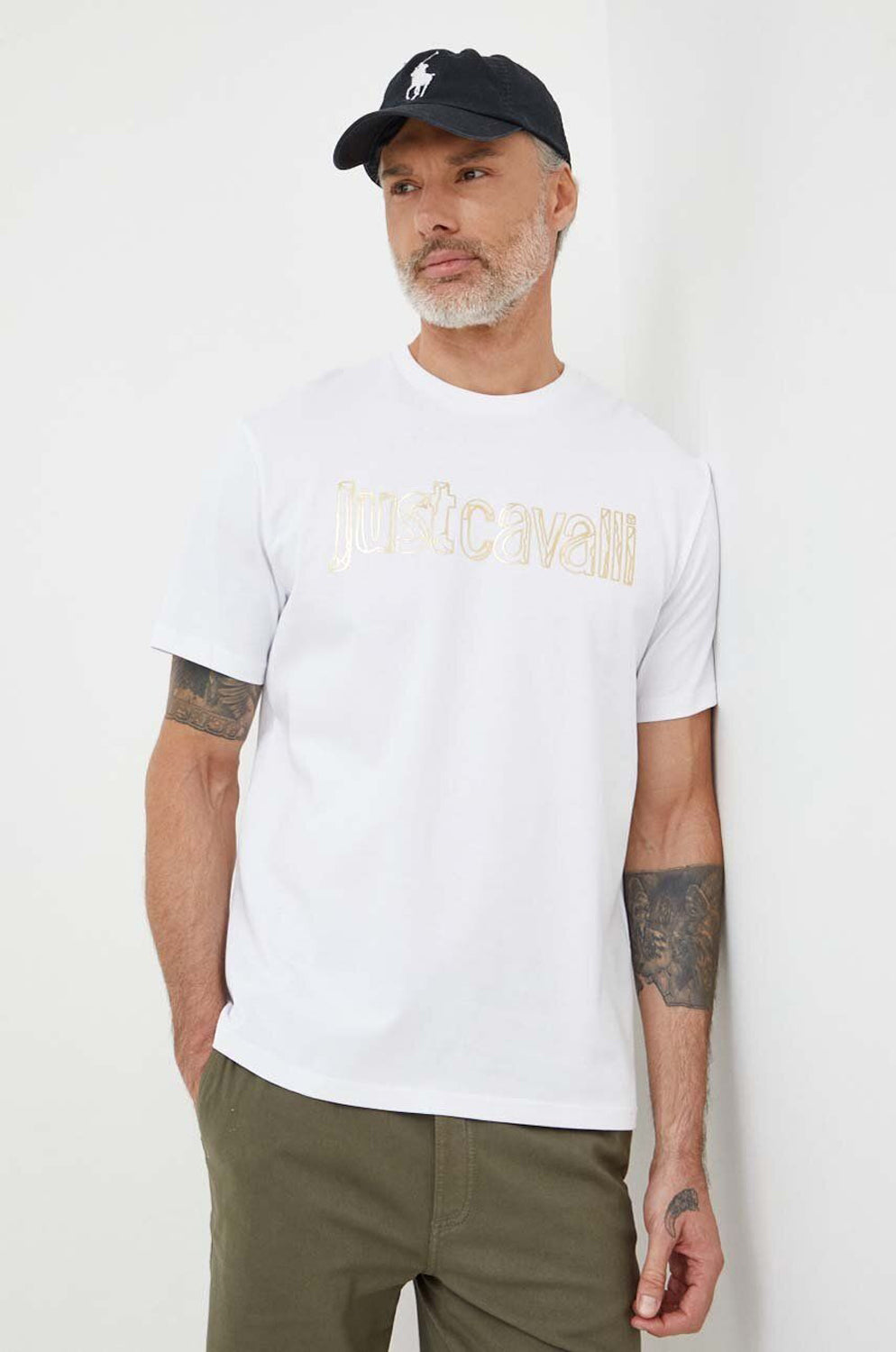 Just Cavalli T Shirt 76oahg15 Whi Gold Branco Dourado_shot1