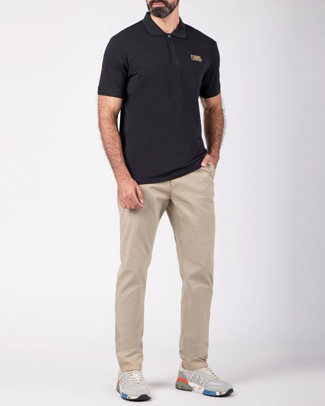 Karl Lagerfeld Polo Kl745088 Blk Gold Preto Ouro_shot4