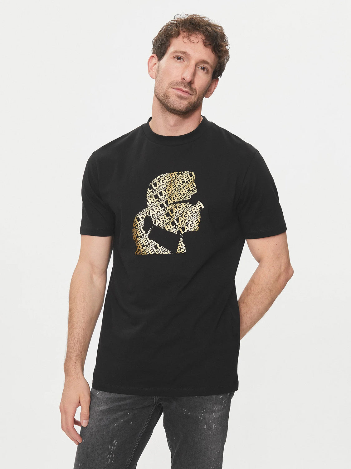 Karl Lagerfeld T Shirt Kl755082 Blk Gold Preto Ouro_shot5