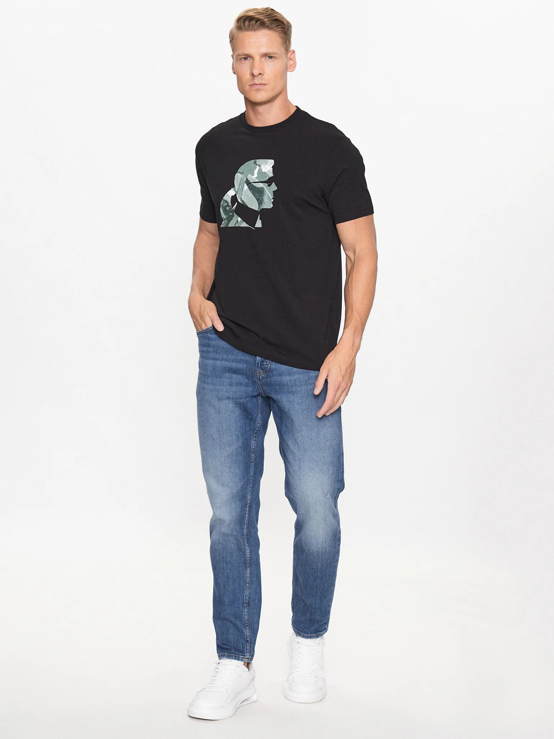 Karl Lagerfeld T Shirt Kl755404 Blk Multi Preto Multicolor_shot1