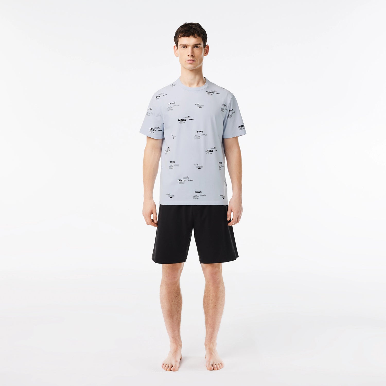 Lacoste Conjunto T Shirt Calcao T Shirt And Shorts 4h8397 Whi Black Branco Preto_shot1