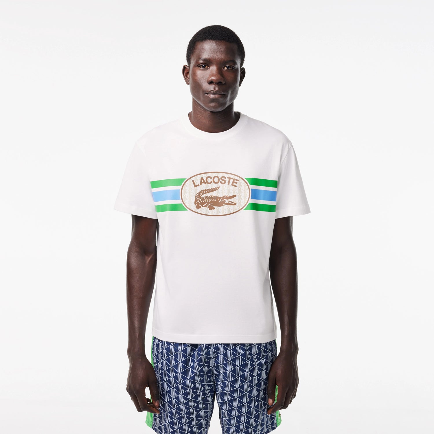 Lacoste T Shirt Th1415 Whit Green Branco Verde_shot1