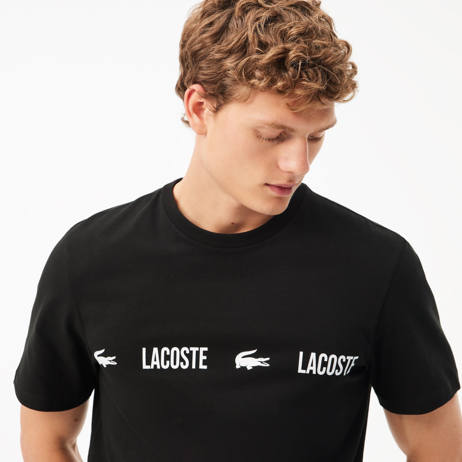 Lacoste T Shirt Th1511 Blk White Preto Branco_shot2