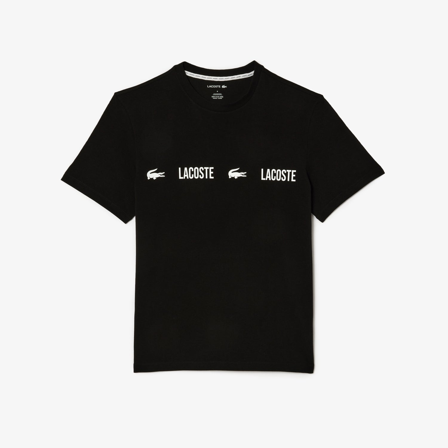 Lacoste T Shirt Th1511 Blk White Preto Branco_shot4