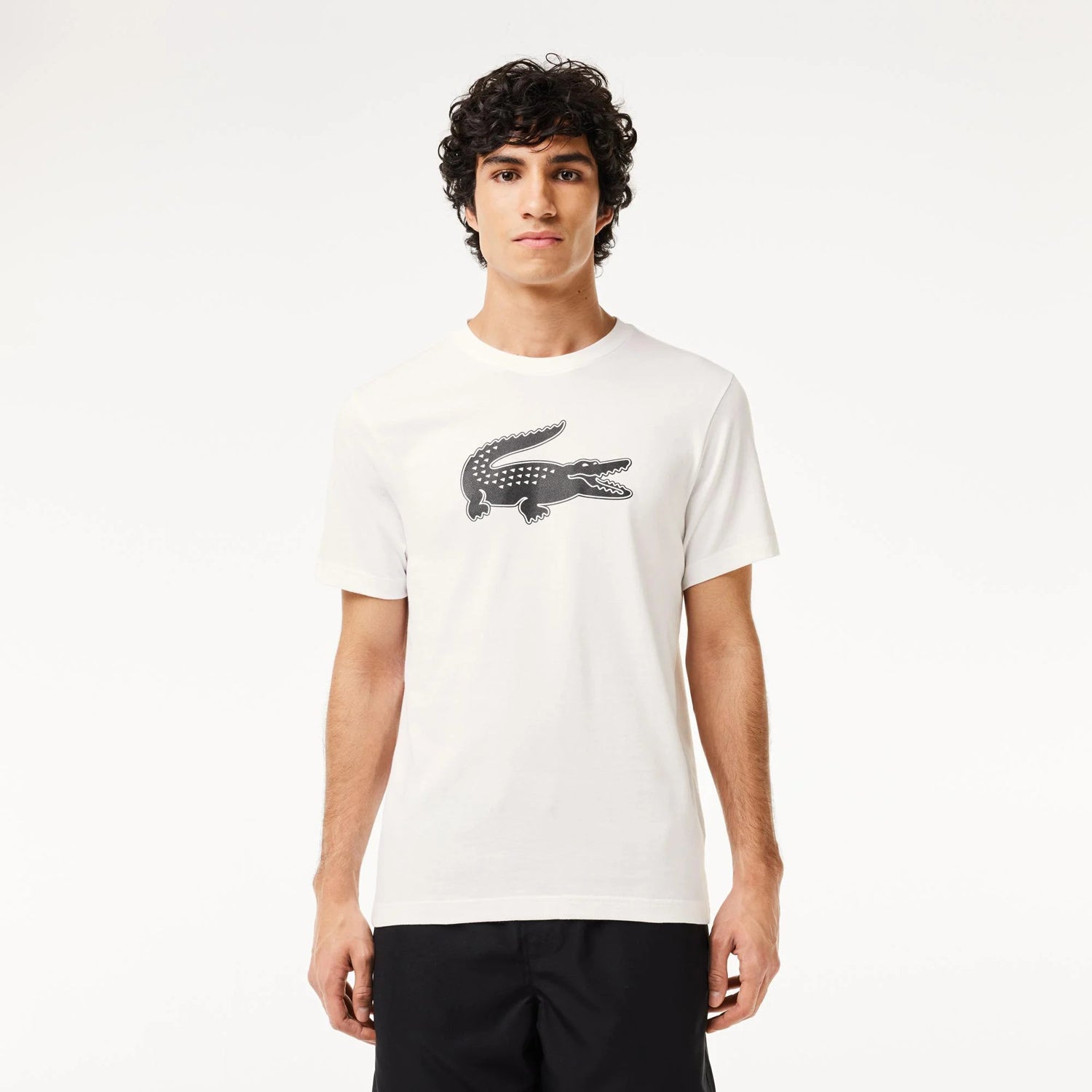 Lacoste T Shirt Th2042 Whi Black Branco Preto_shot1