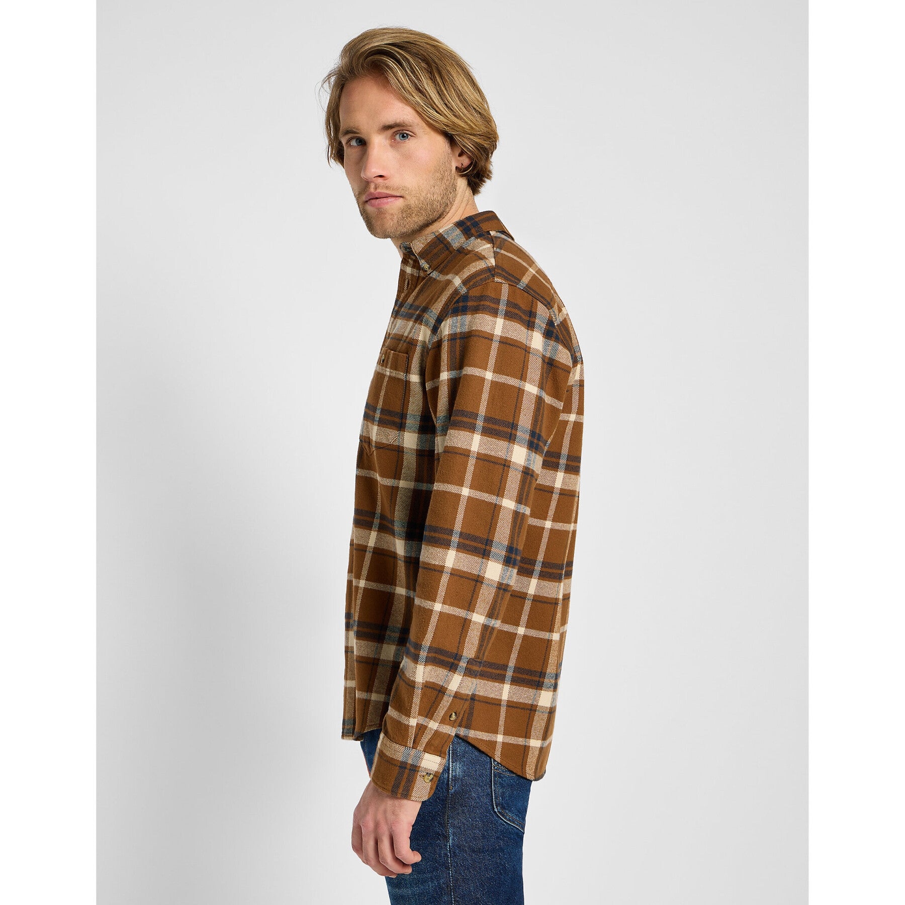 Lee Camisa  Shirt Eriveted Brown Castanho_shot4