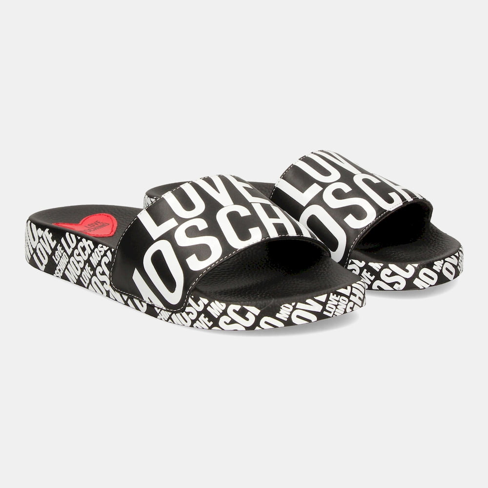 Moschino Chinelos Slippers Ja28042 Black Preto Shot12