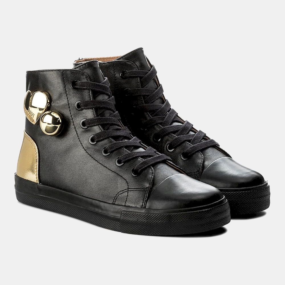 Moschino Sapatilhas Bota Sneakers Boots Ja15213 Blk Gold Preto Ouro Shot4
