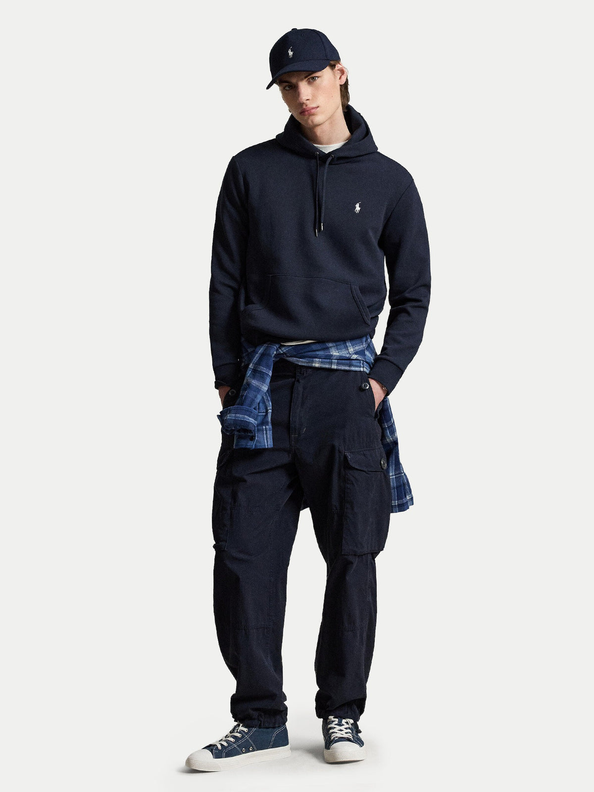 Ralph Lauren Camisola Hoodie 710907092 Navy White Navy Branco_shot2