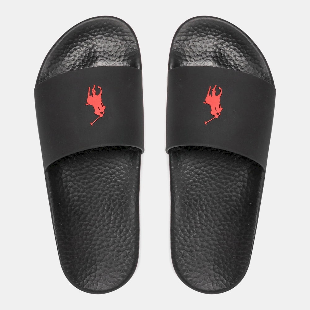 Ralph Lauren Chinelos Slippers Polo Slide Black Red Preto Vermelho Shot2