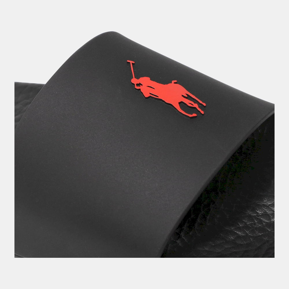 Ralph Lauren Chinelos Slippers Polo Slide Black Red Preto Vermelho Shot4