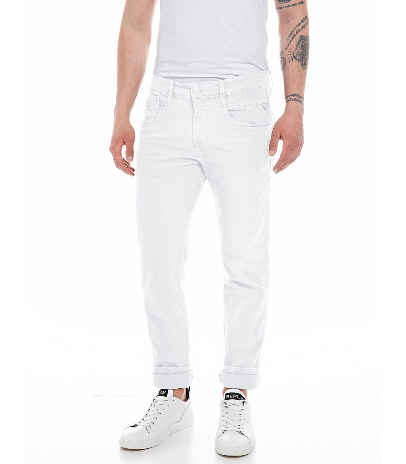 Replay Calcas Trousers M914y 8488701 White Branco_shot1