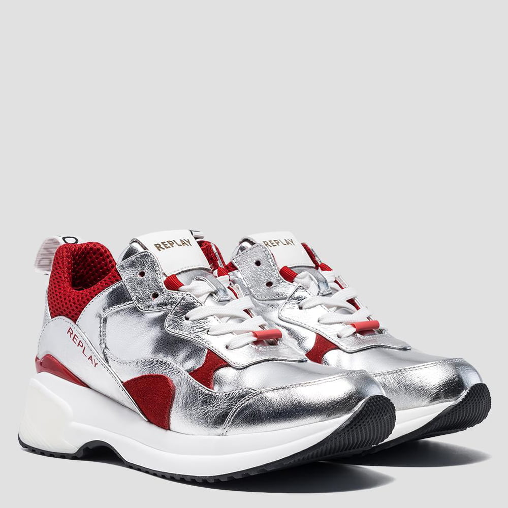 Replay Sapatilhas Sneakers Shoes Camrose Silver Red Prateado Vermelho Shot5